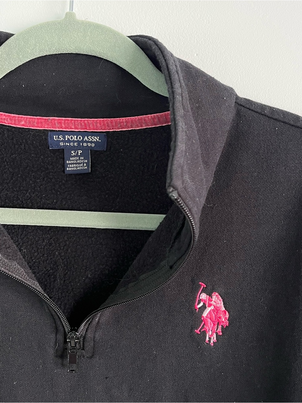 Polo Quarter Zip Cropped Sweatshirt with Hot Pink Logo - Picture 7 of 11